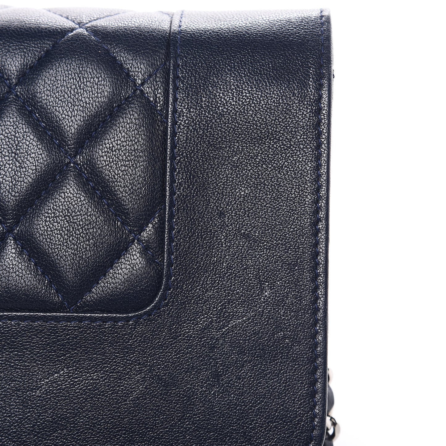 Sheepskin Quilted Mademoiselle Vintage Wallet On Chain WOC Blue