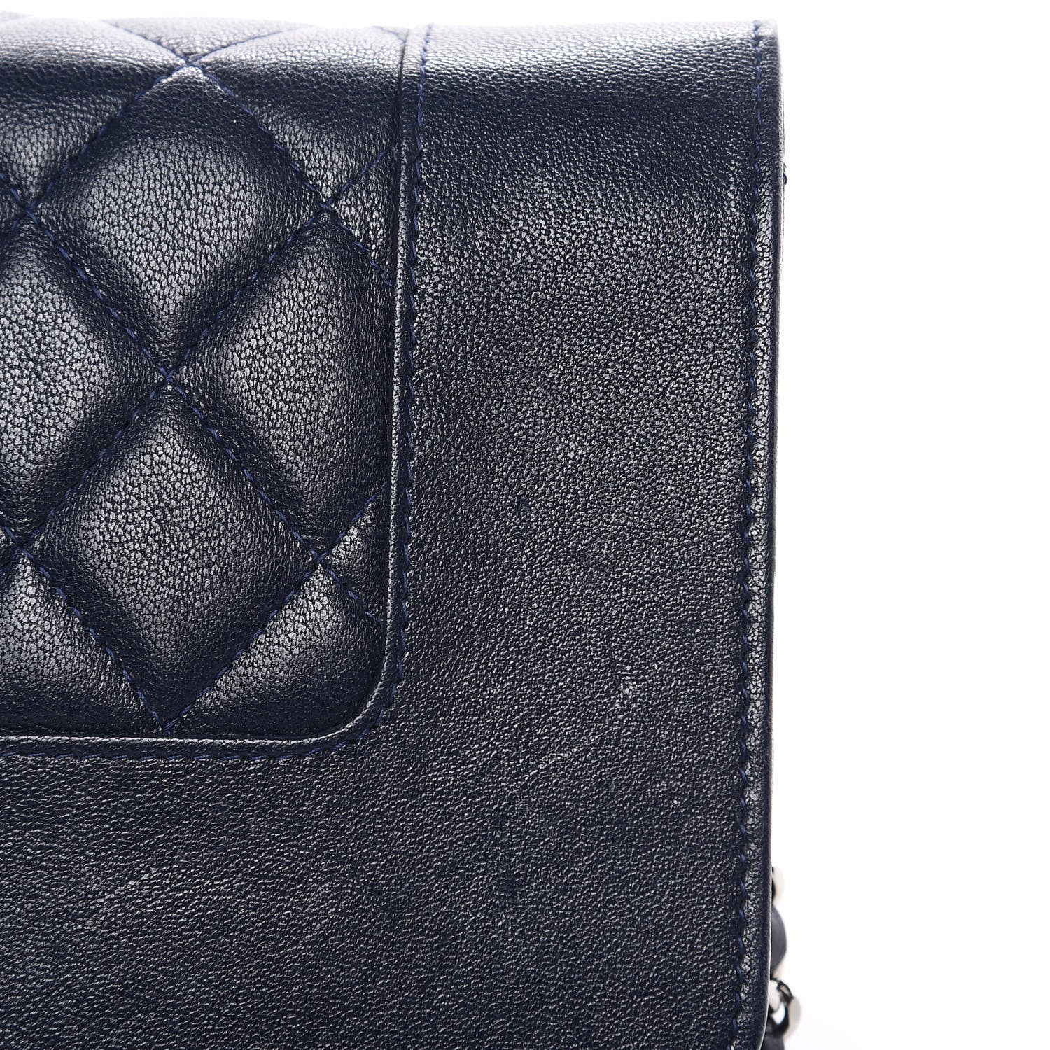 Chanel Sheepskin Quilted Mademoiselle Vintage Wallet On Chain WOC Blue 12 of 19