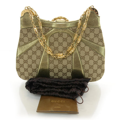 Gucci Monogram Bamboo Chain Shoulder Bag Gold 3 of 8