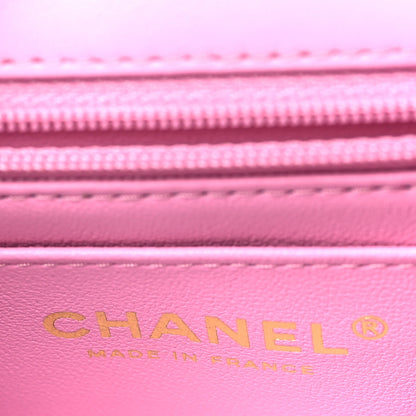 Chanel Lambskin Quilted Bi-Color Mini Top Handle Rectangular Flap Black Lilac 6 of 10