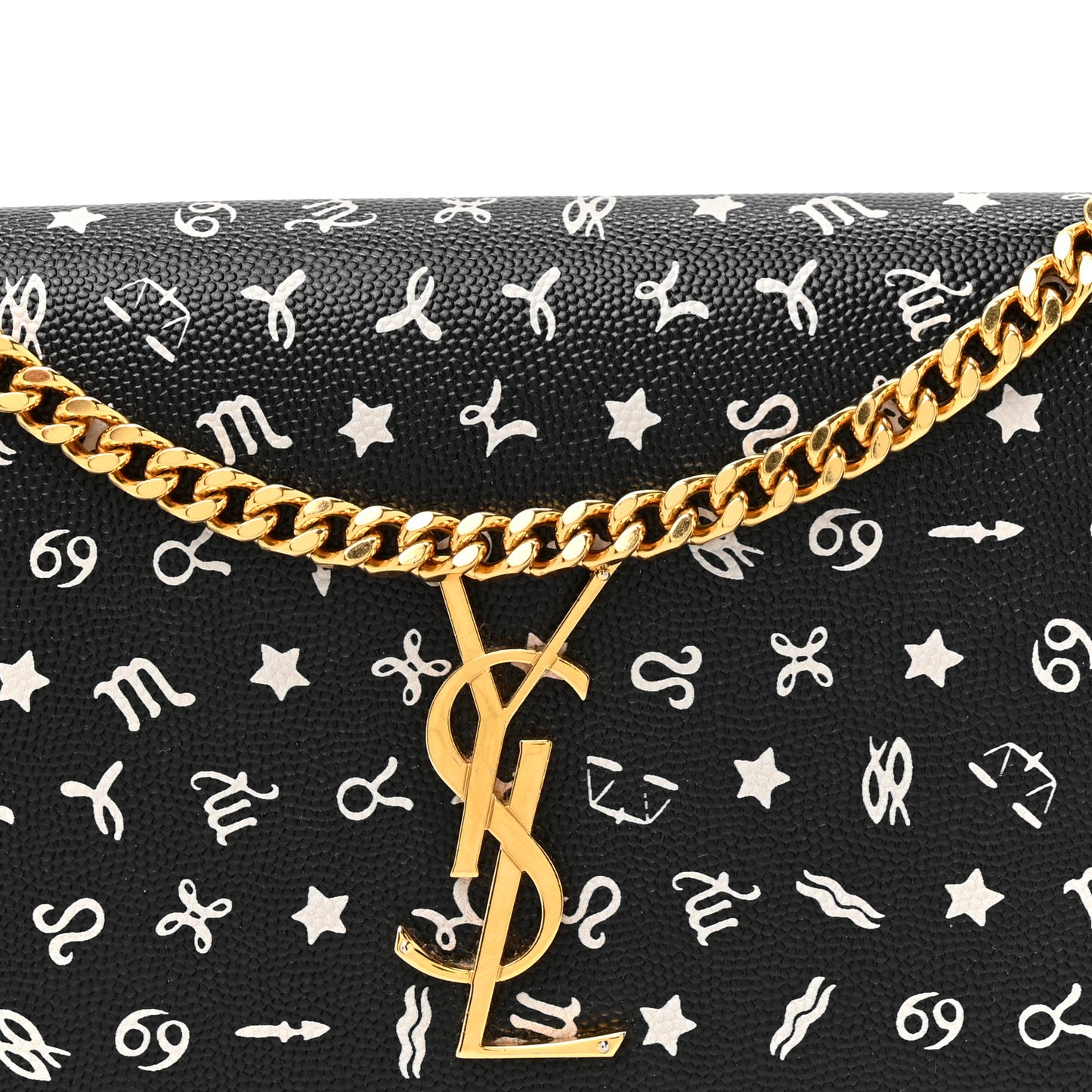 Grain De Poudre Zodiac Print Small Monogram Kate Satchel Black Black
