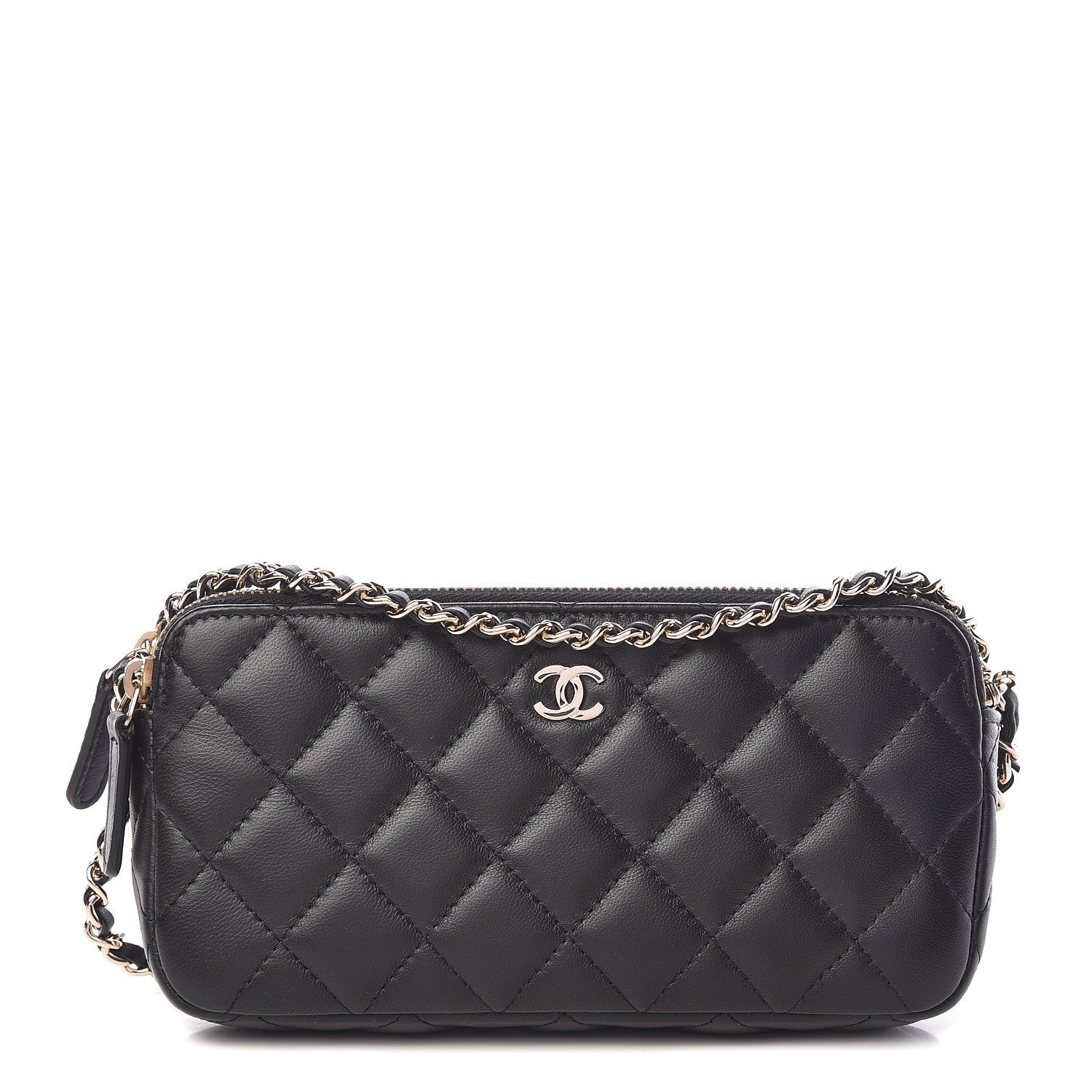 Chanel Lambskin Quilted Small Clutch With Chain Black 1 of 14