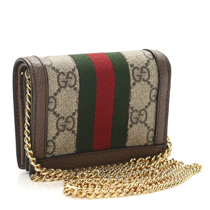 Gucci GG Supreme Monogram Web Ophidia Chain Card Case Wallet Beige New Acero 3 of 11