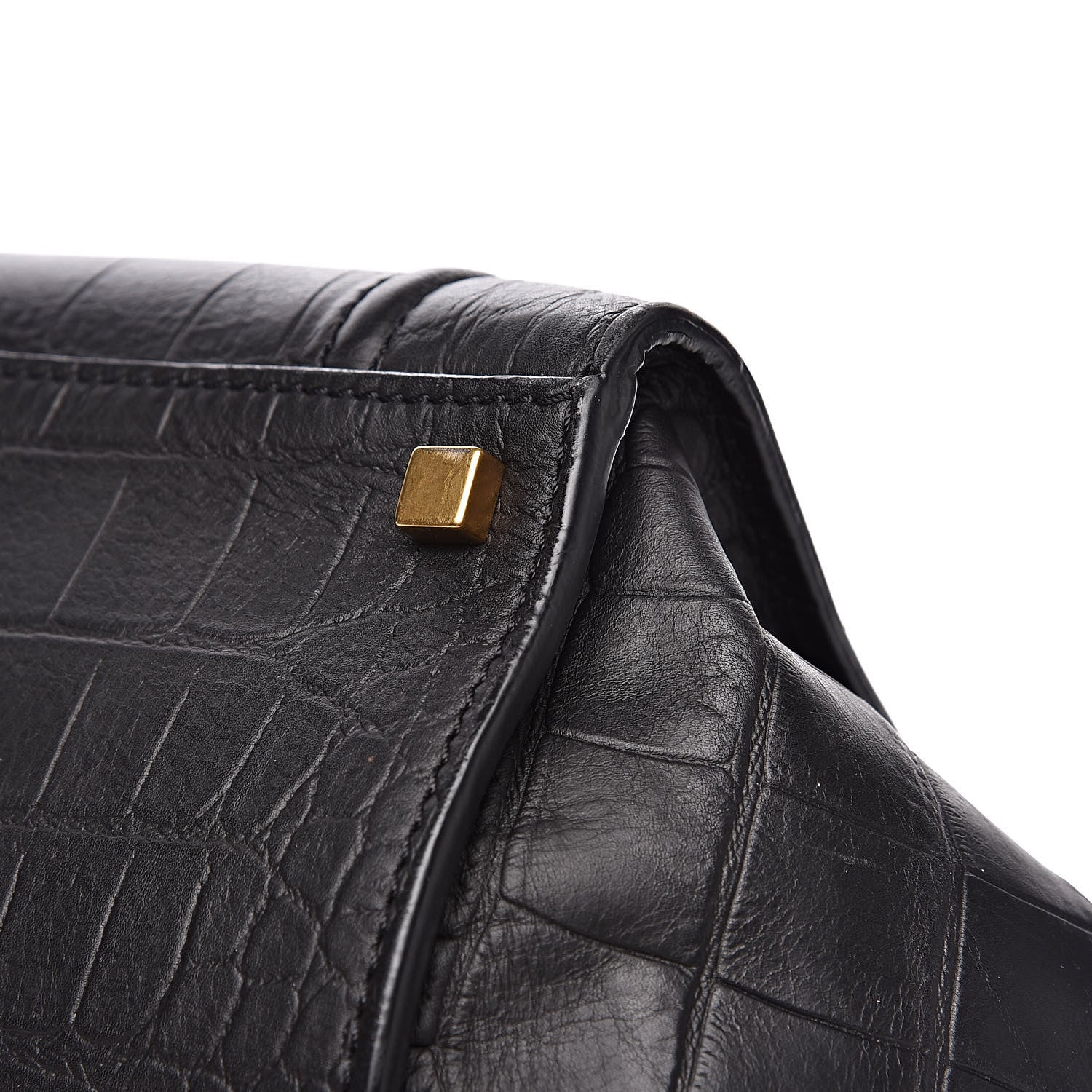 Celine Crocodile Embossed Calfskin Medium Phantom Luggage Black 11 of 14
