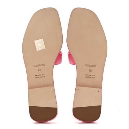 Hermes Box Calfskin Oran Sandals 40 Rose Boise 5 of 9