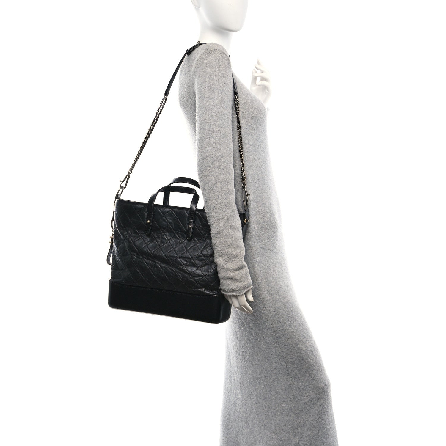 Chanel Calfskin Quilted Large Gabrielle Shopping Tote Black 2 of 10
