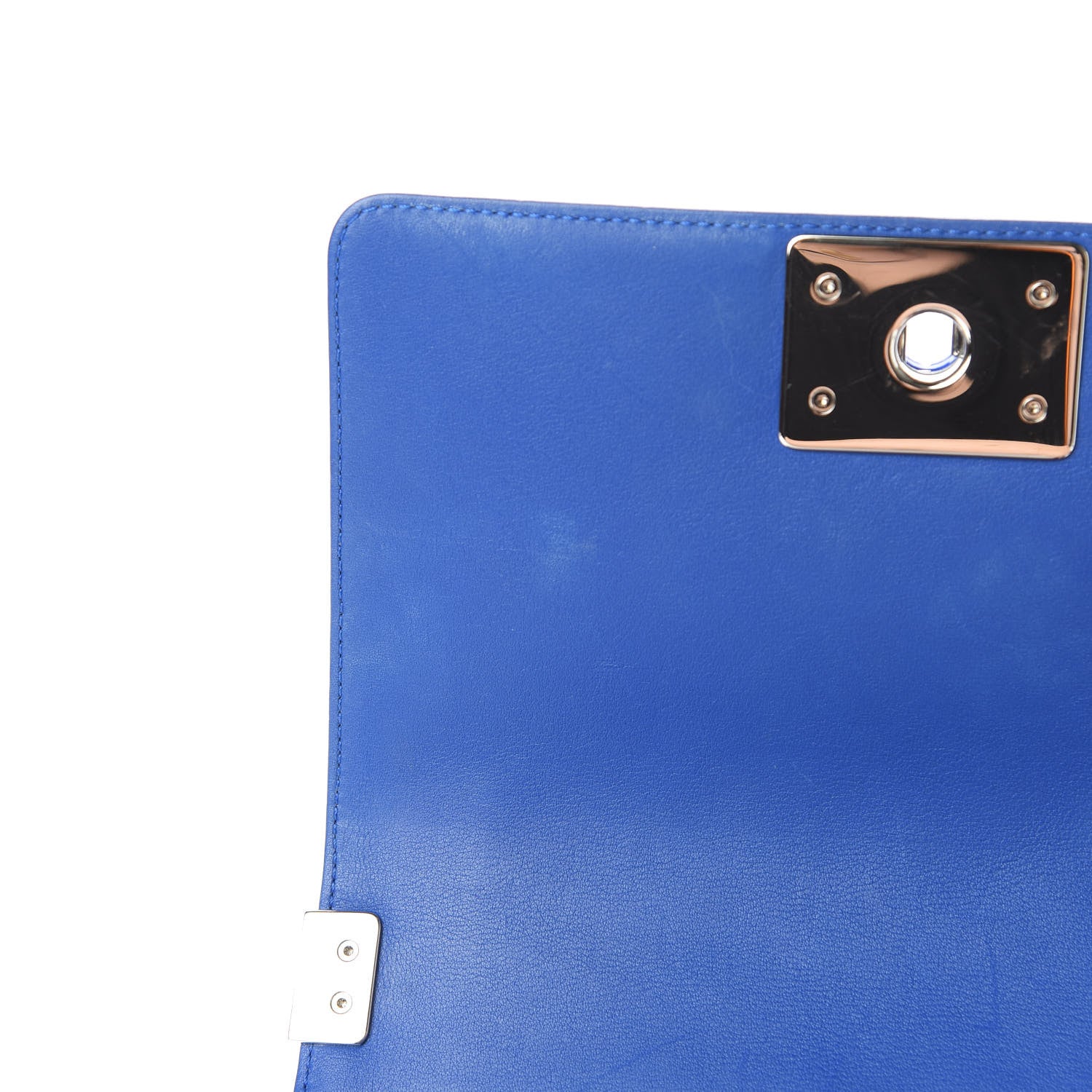 Chanel Patent Calfskin Quilted Small Plexiglass Boy Flap Blue 13 of 16