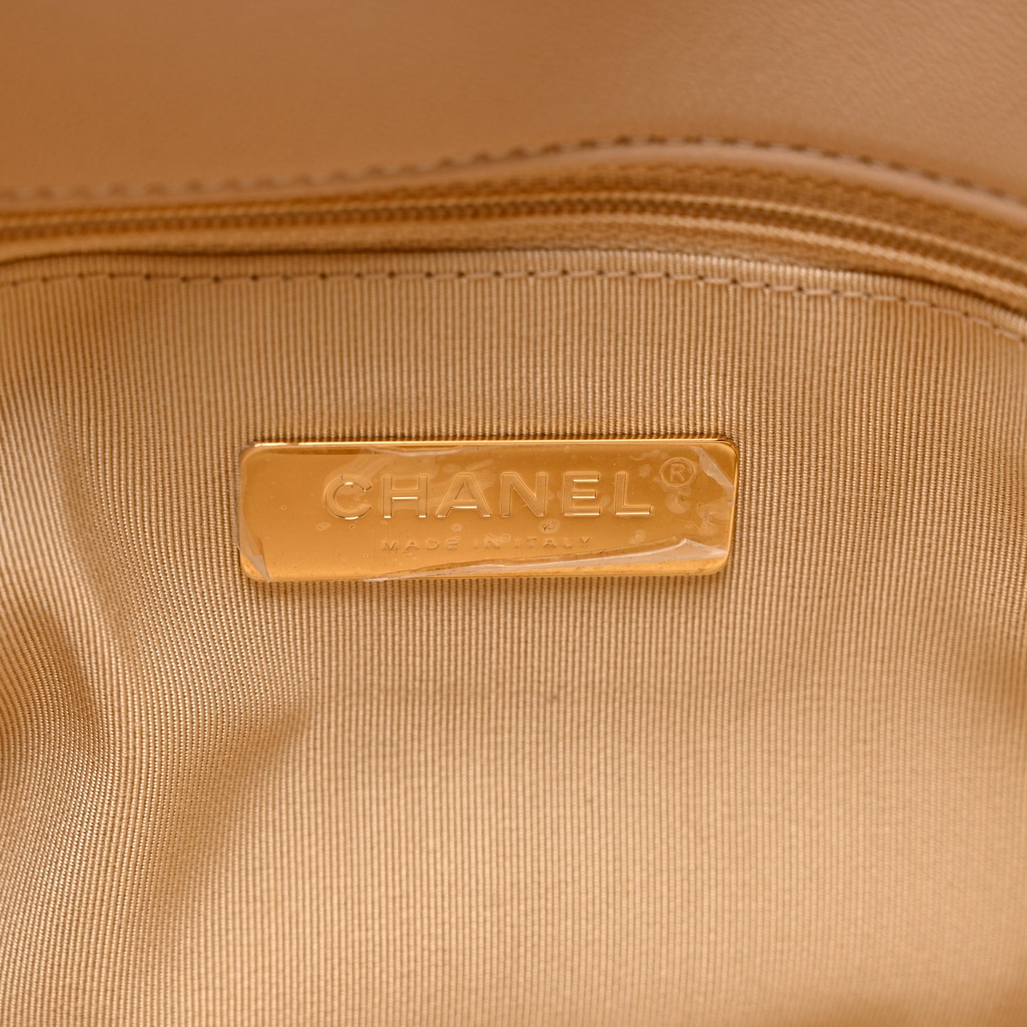 Lambskin Quilted Large Chanel 19 Flap Light Beige