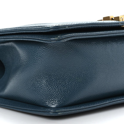 Chanel Caviar Chevron Quilted Medium Boy Flap Blue 8 of 9