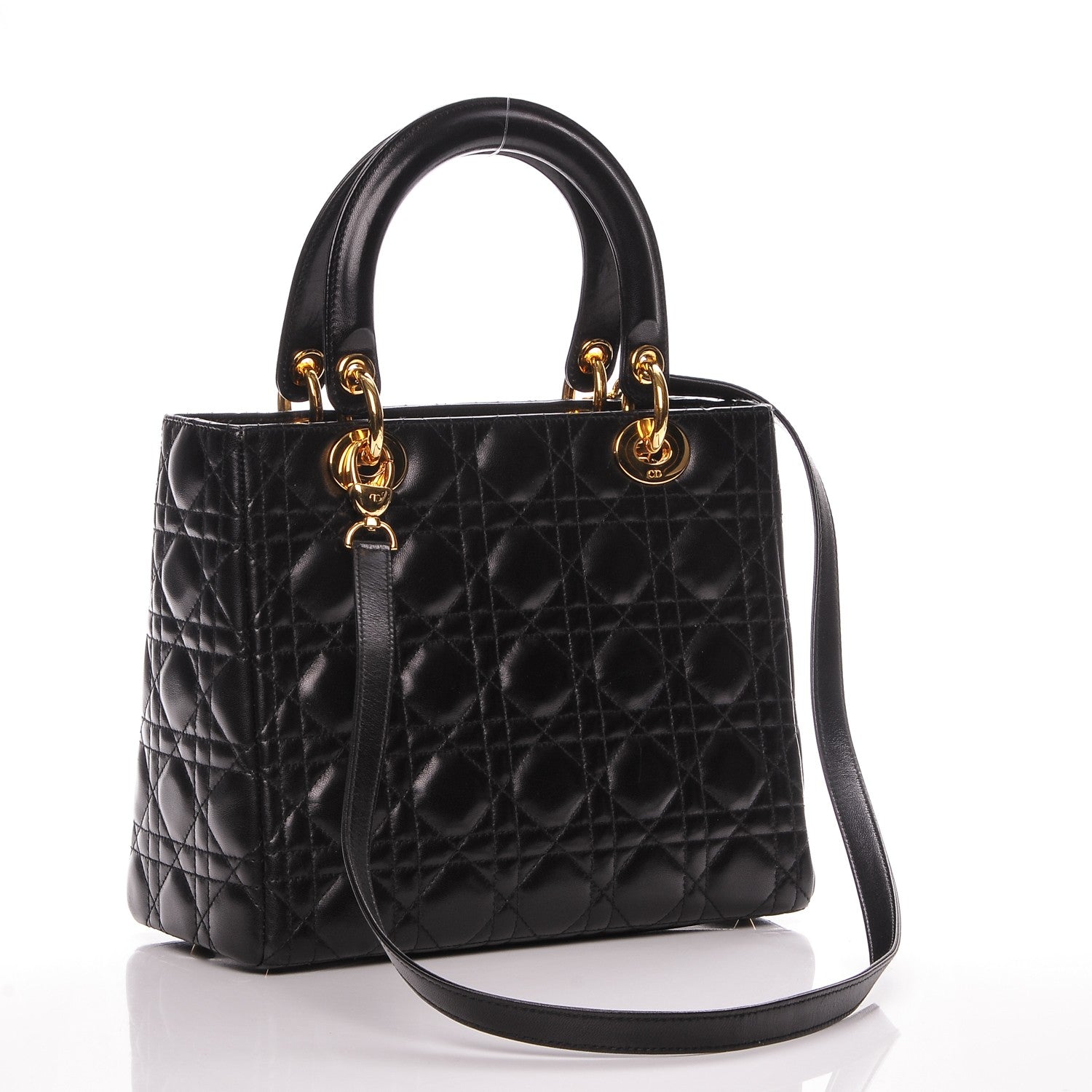 Christian Dior Lambskin Cannage Medium Lady Dior Black 3 of 7