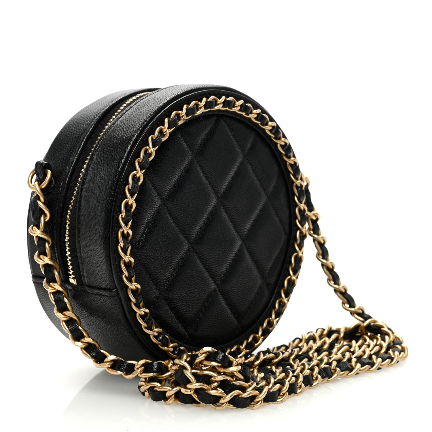 Chanel Lambskin Quilted Round Filigree Chain Around Crossbody Black 3 of 10