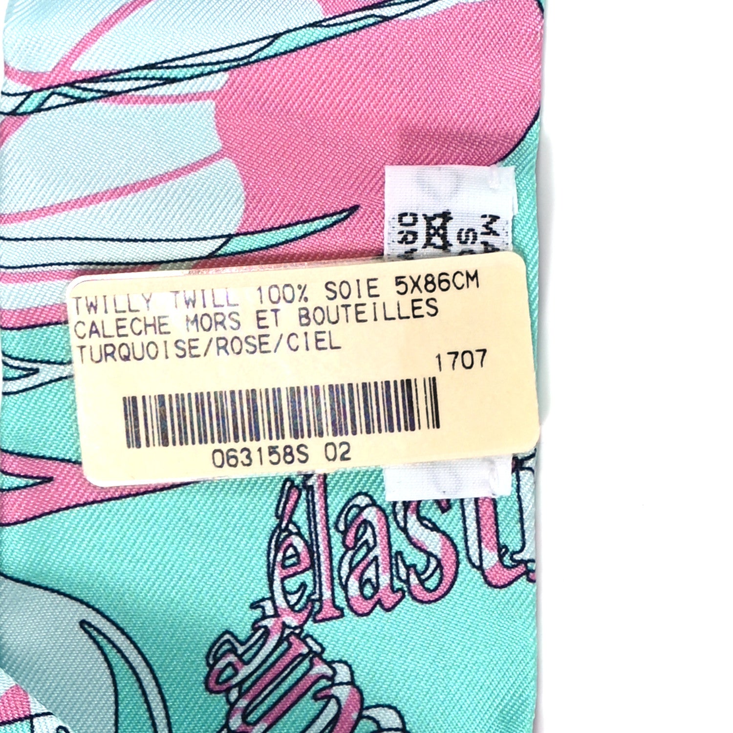 Hermes Silk Caleche Mors Et Bouteilles Twilly Turquoise Rose Ciel 3 of 4