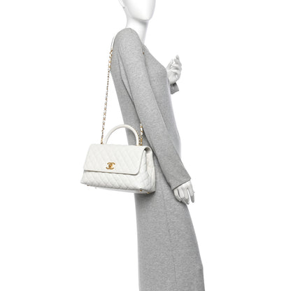 Chanel Caviar Quilted Small Chain Coco Handle Flap White 2 of 10