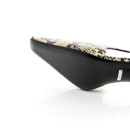 Gucci Calfskin Python Print Square G 75mm Slingback Pumps 35.5 Beige Avana 10 of 11