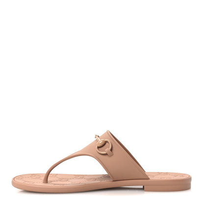 Gucci Rubber Womens Horsebit Thong Sandals 41 Vintage Camel 1 of 9