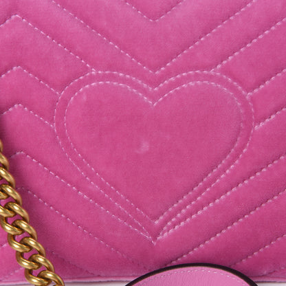 Gucci Velvet Matelasse Marquise Crystals Embroidered Small GG Marmont Shoulder Bag Malva 13 of 13