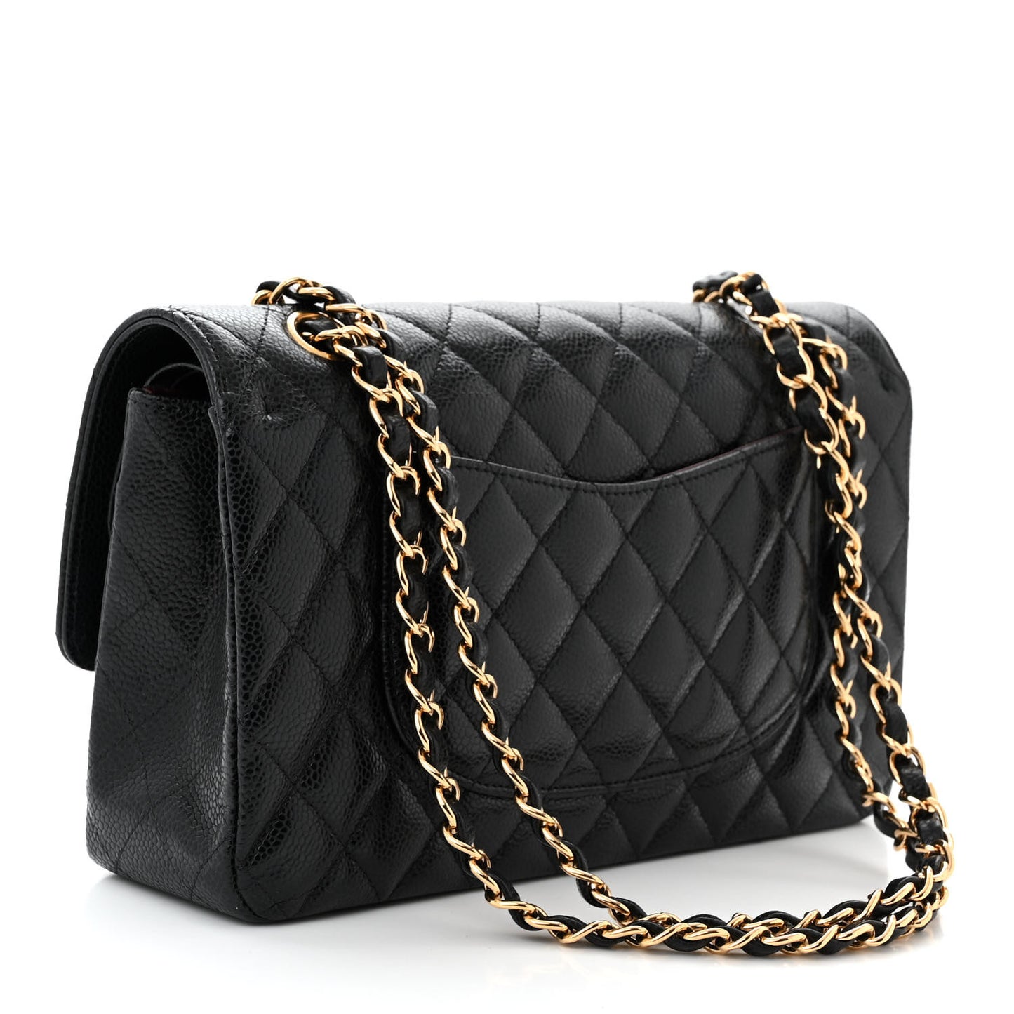 Caviar Quilted Medium Double Flap Black
