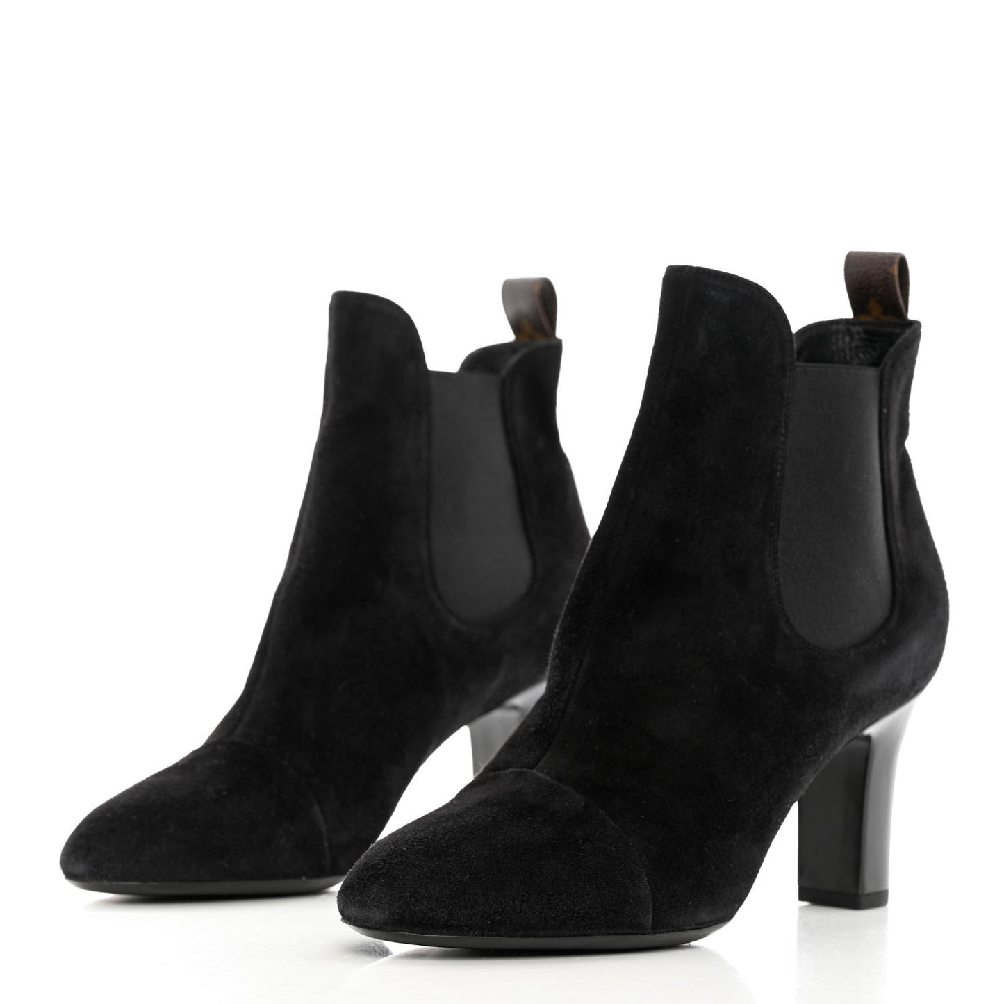 Suede Monogram Uniformes Cap Toe Chelsea 75mm Ankle Boots 40.5 Black