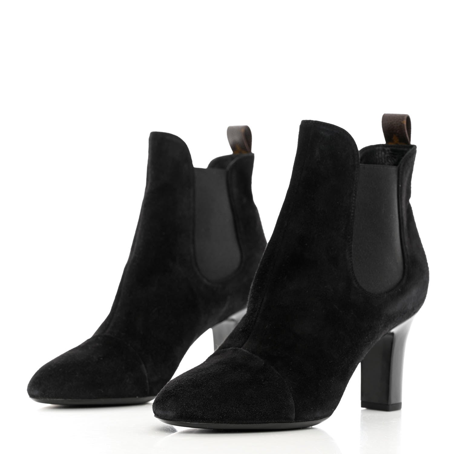 Louis Vuitton Suede Monogram Uniformes Cap Toe Chelsea 75mm Ankle Boots 40.5 Black 3 of 9