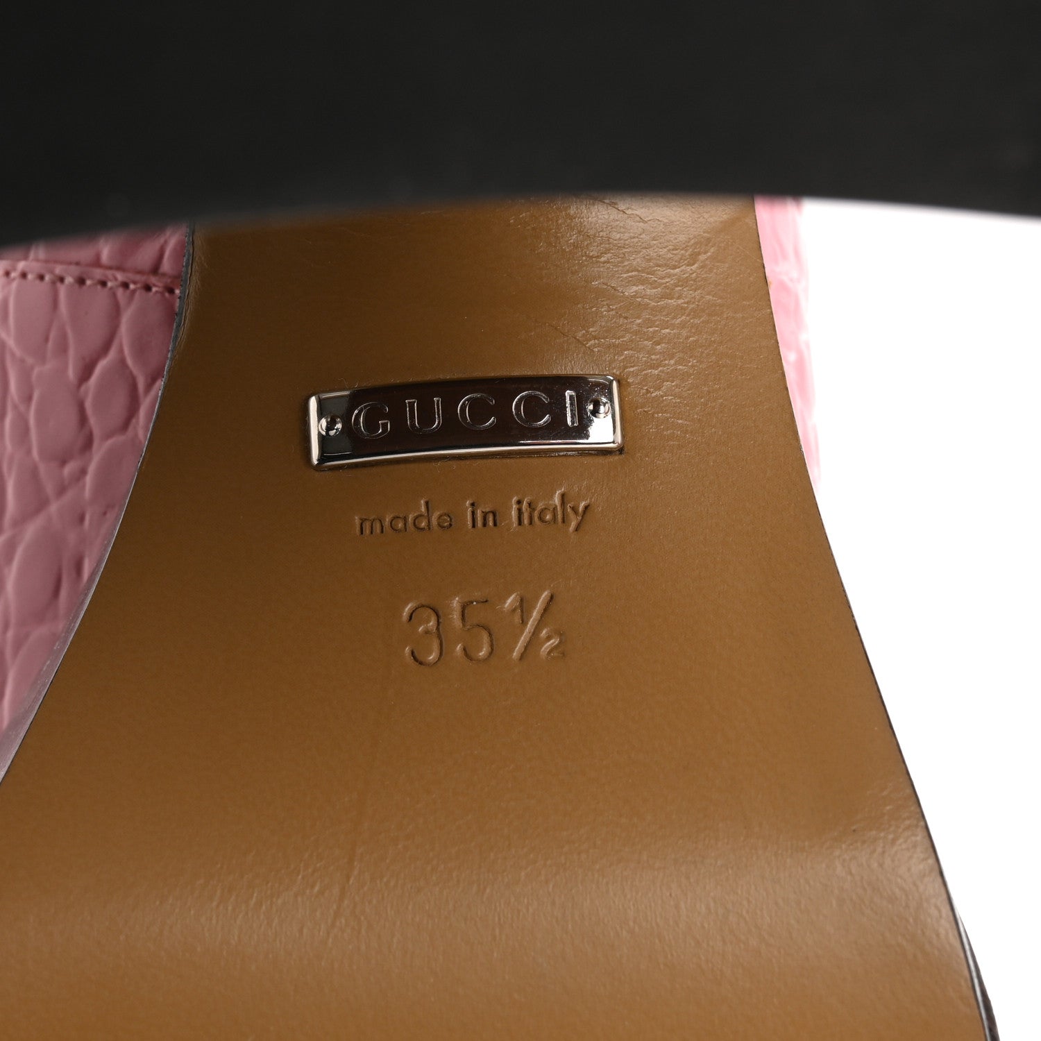 Gucci Croco Calf Lux Granada Kid Horsebit Platform Loafers 35.5 Butterfly Pink 8 of 10
