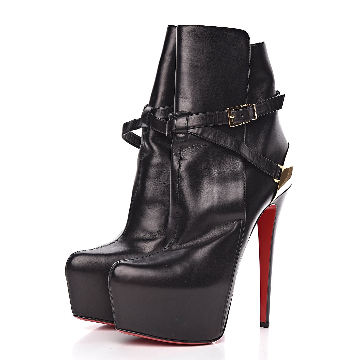 Shiny Calfskin Equestria 160 Platform Ankle Boots 40 Black