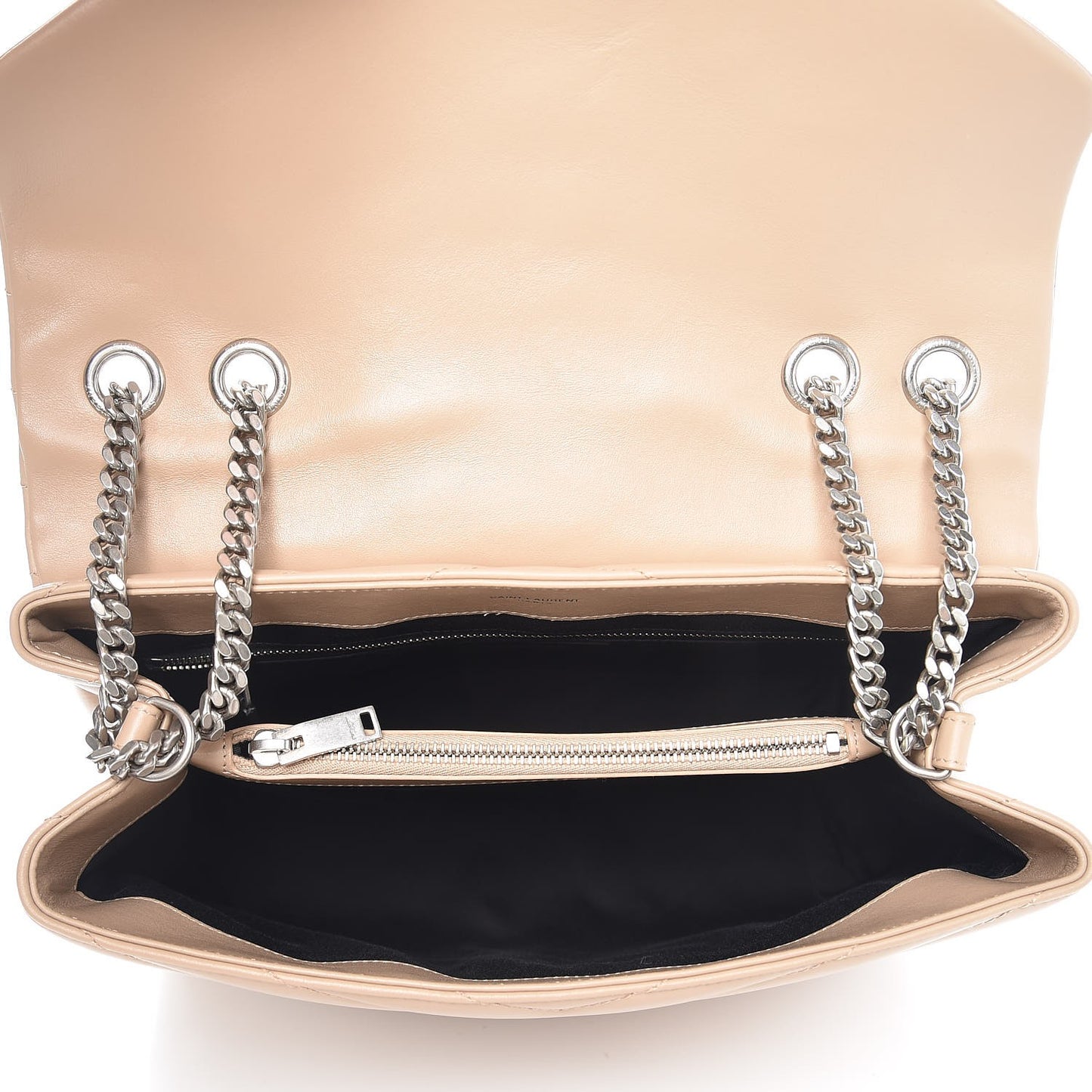 Calfskin Y Quilted Monogram Medium Loulou Chain Satchel Nude Powder