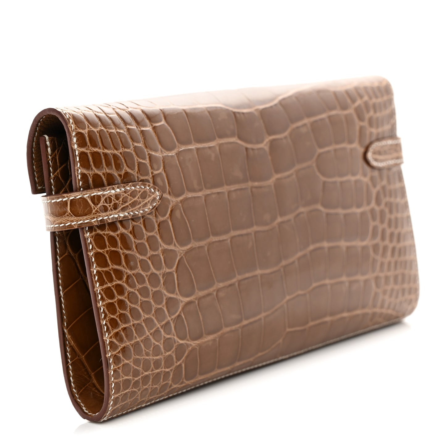 Shiny Alligator Kelly Longue Wallet Ficelle