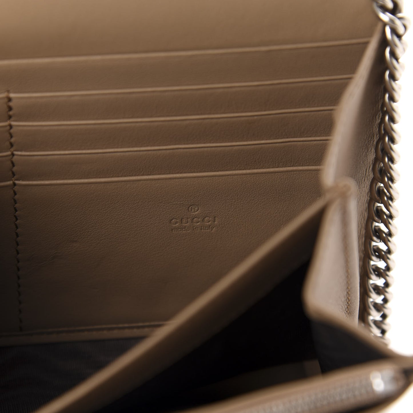 GG Supreme Monogram Mini Dionysus Chain Wallet Beige Taupe