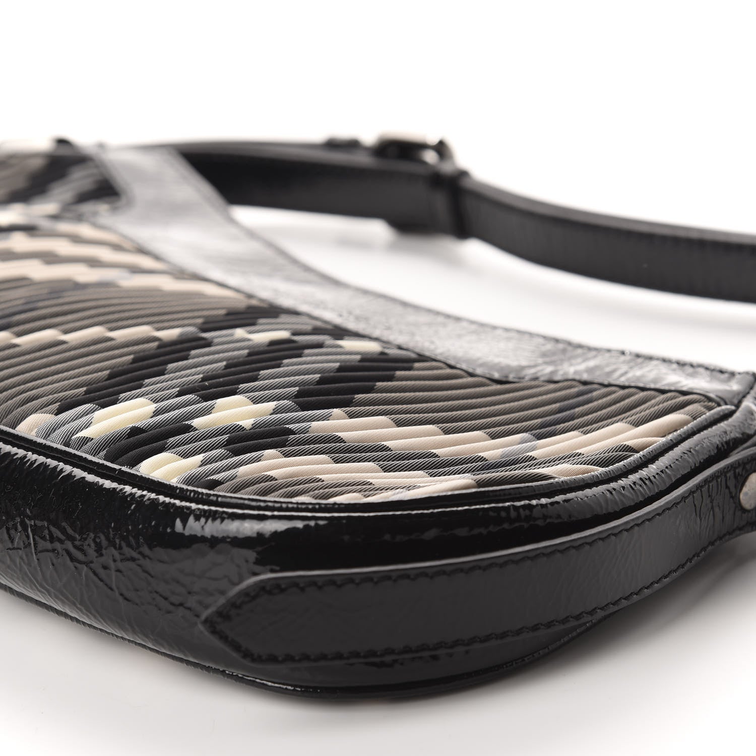 Burberry Nylon Beat Check Pleated Shoulder Bag Black 7 of 11