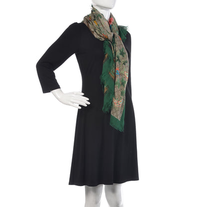 Gucci Modal Silk GG Monogram GG Tian Shawl Scarf Green Dark Green 2 of 6