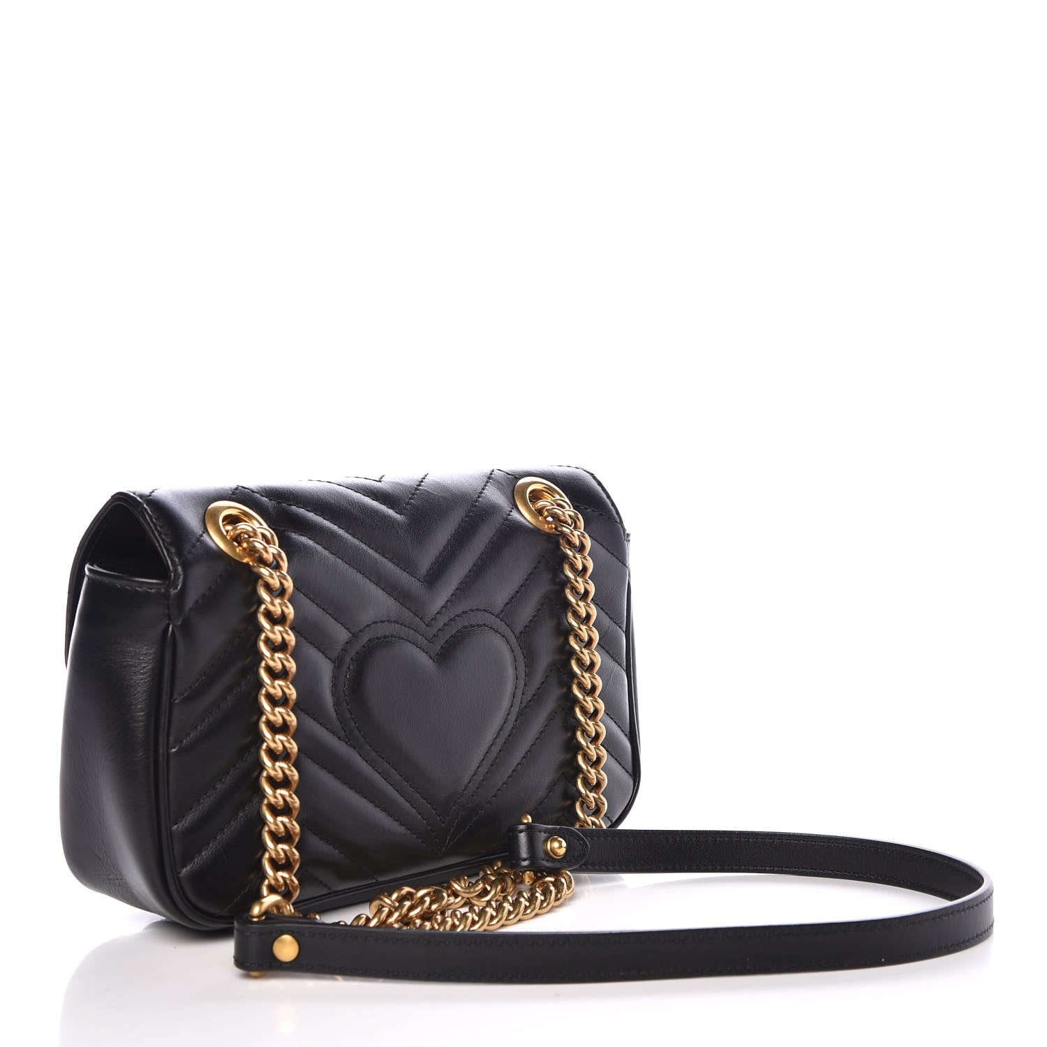 Gucci Calfskin Matelasse Mini GG Marmont Shoulder Bag Black 3 of 7