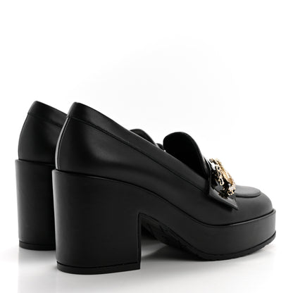Chanel Lambskin Pearl Crystal Quilted CC Loafers 36 Black 4 of 9