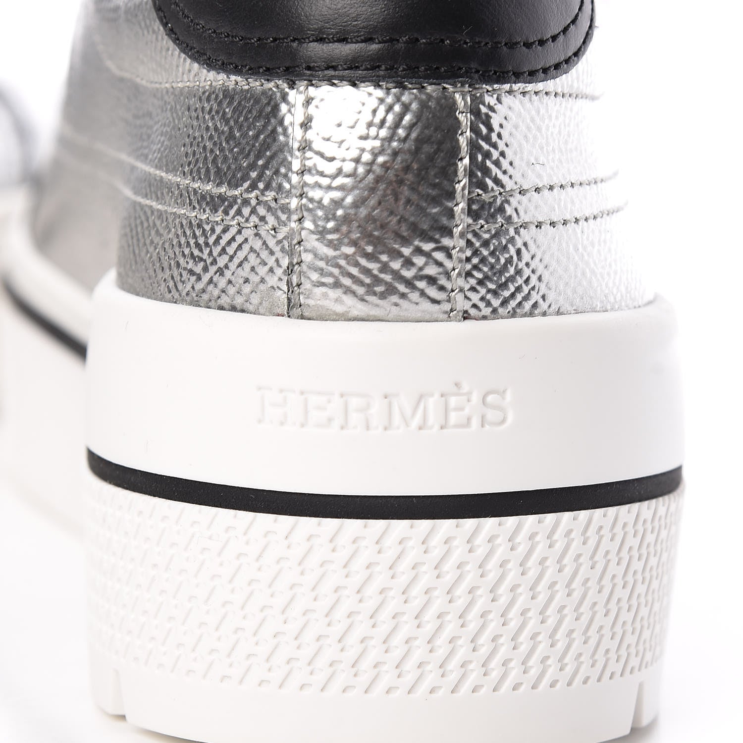 Hermes Metallic Epsom Womens Voltage Sneakers 36 Gris Argente Vieilli Black 8 of 9