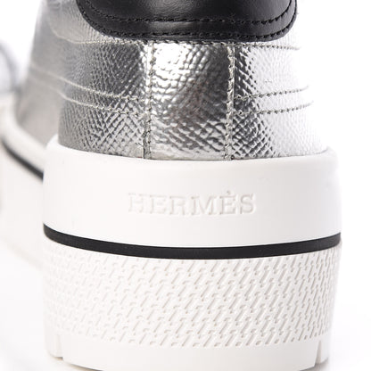 Hermes Metallic Epsom Womens Voltage Sneakers 36 Gris Argente Vieilli Black 8 of 9