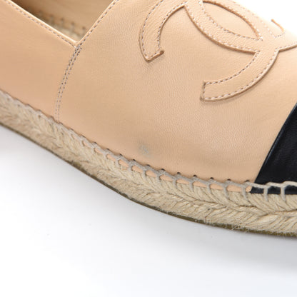 Chanel Lambskin CC Espadrilles 38 Beige Black 14 of 15