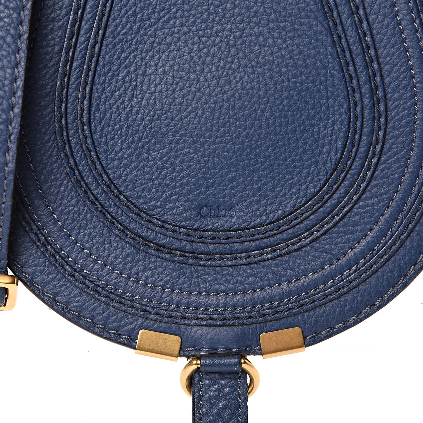 Calfskin Mini Marcie Round Crossbody Bag Royal Navy