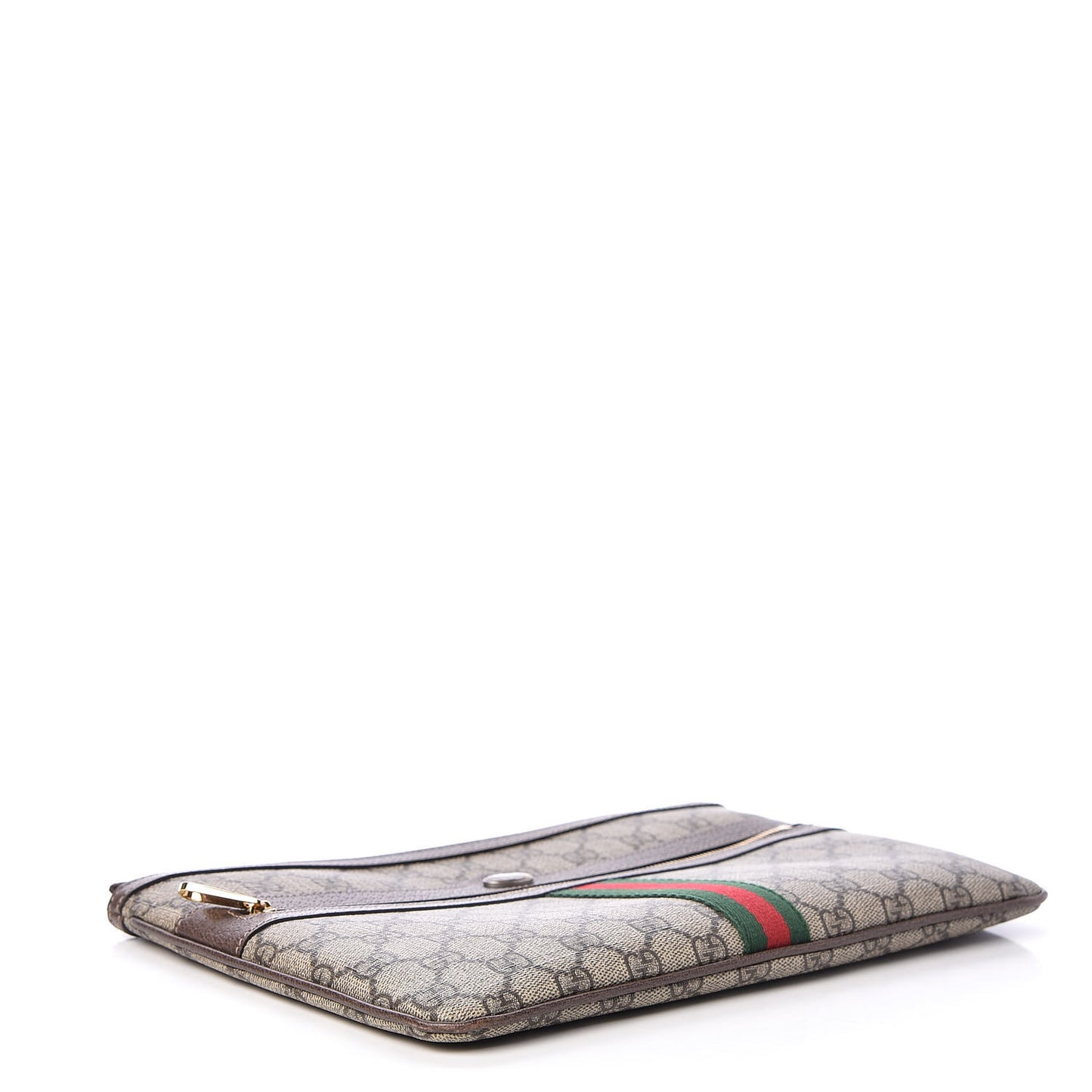 GG Supreme Monogram Large Ophidia Pouch Clutch Brown