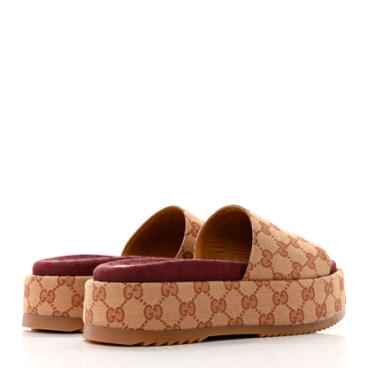 Gucci Canvas GG Monogram Angelina Platform Slide Sandals 38 Beige Ruggine 4 of 8