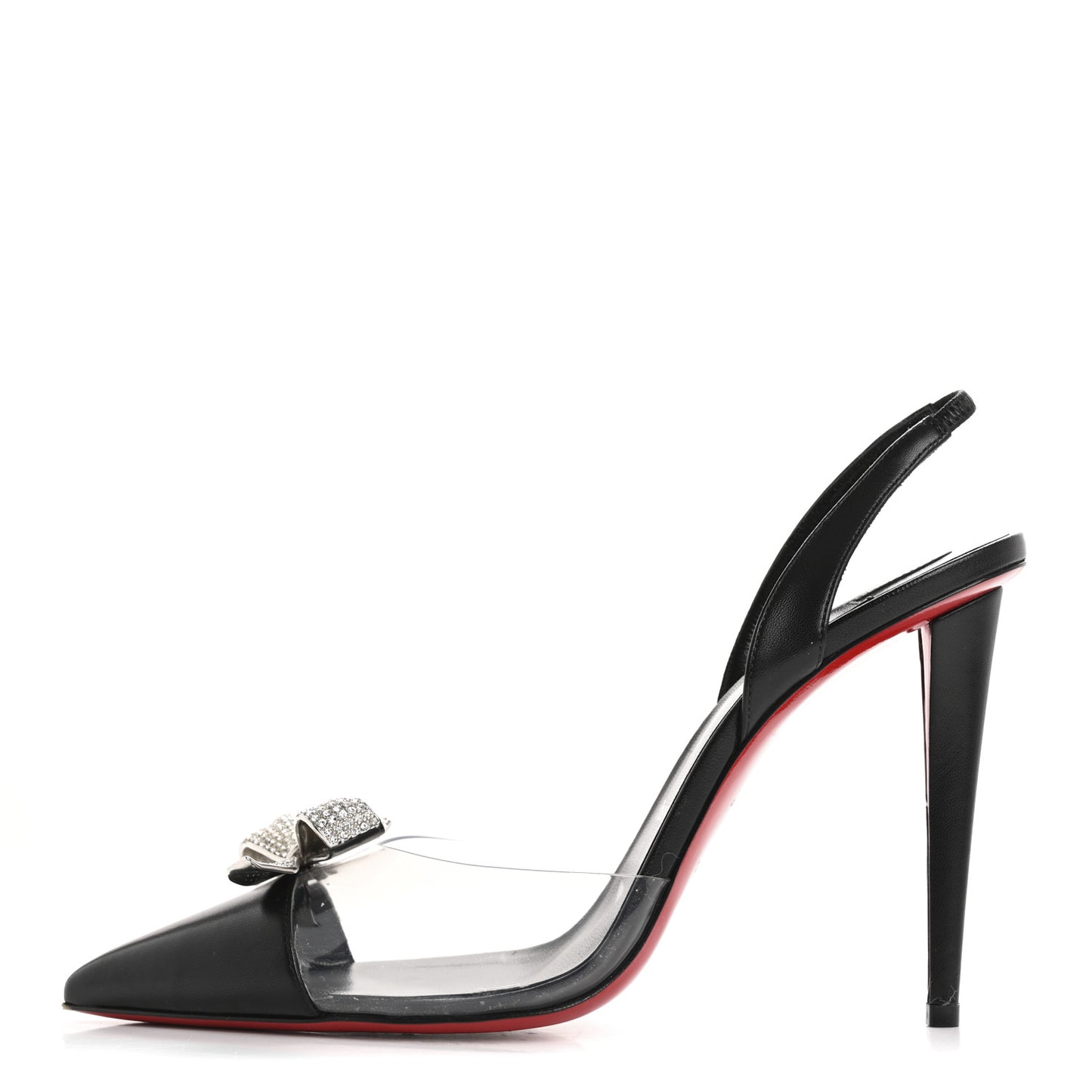 Satin Crystal PVC Astrinodo 100 Slingback Sandals 40 Black
