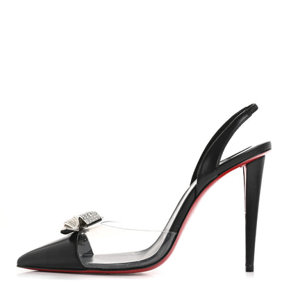 Christian Louboutin Satin Crystal PVC Astrinodo 100 Slingback Sandals 40 Black 1 of 10