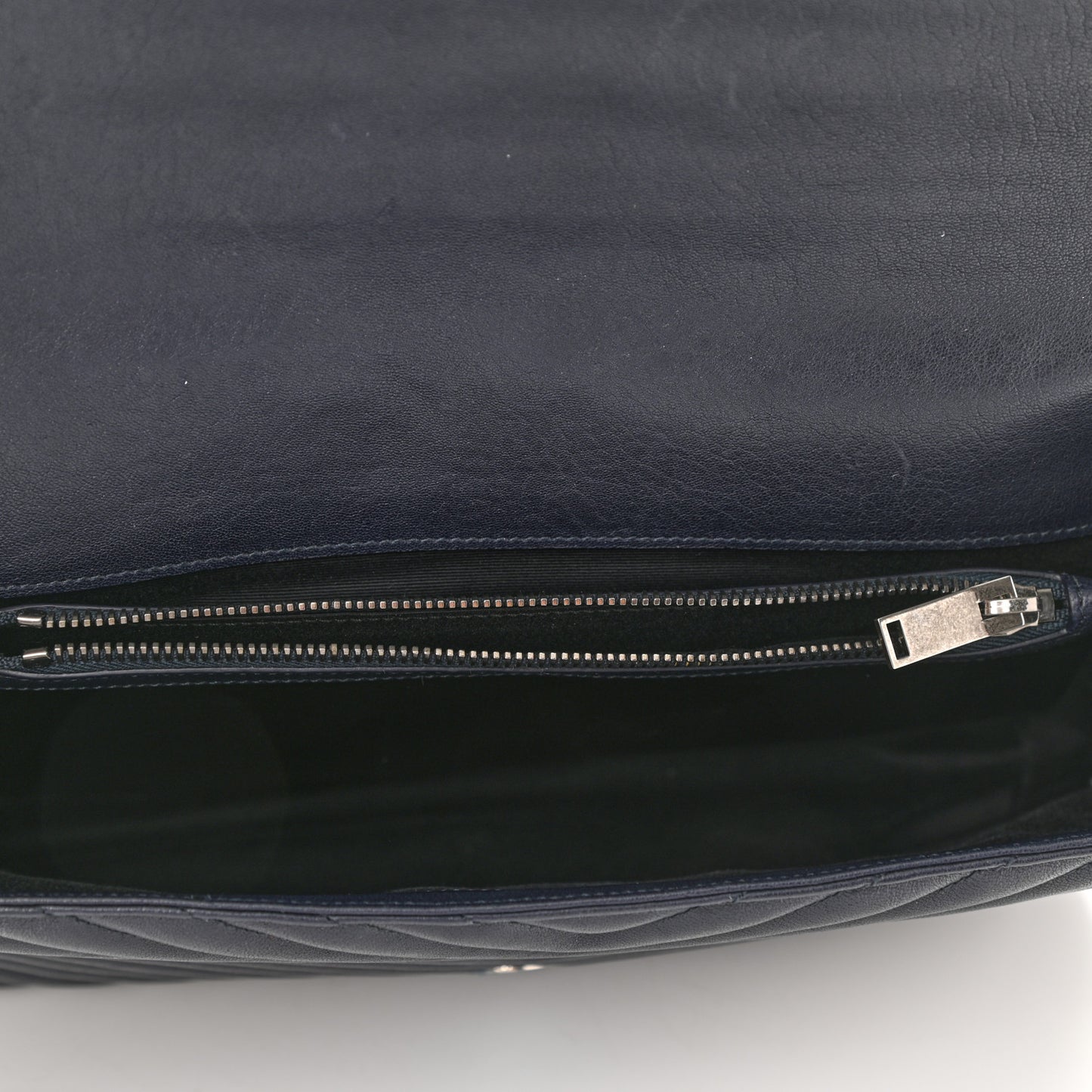 Sheepskin Matelasse Chevron Monogram Large College Bag Deep Marine