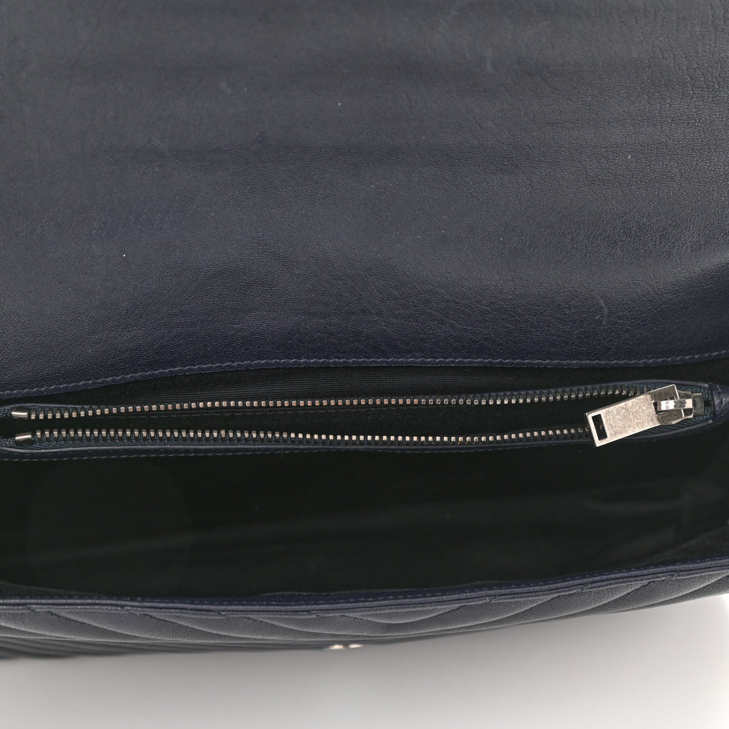Saint Laurent Sheepskin Matelasse Chevron Monogram Large College Bag Deep Marine 5 of 10