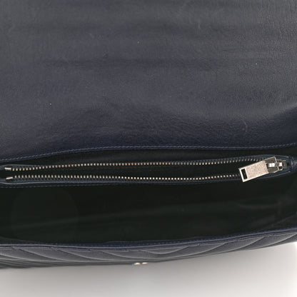 Saint Laurent Sheepskin Matelasse Chevron Monogram Large College Bag Deep Marine 5 of 10