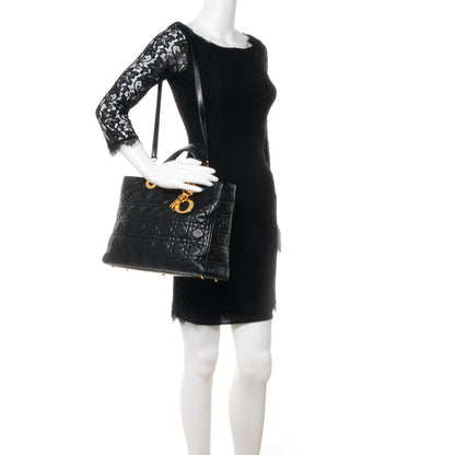 Christian Dior Lambskin Cannage Large Lady Dior Black 2 of 7