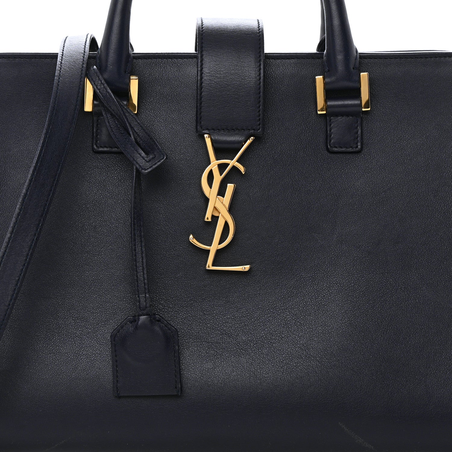 Saint Laurent Smooth Calfskin Small Monogram Cabas Navy 8 of 23