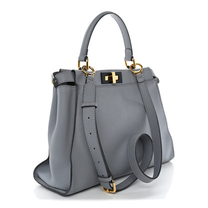 Fendi Vitello Seta Shiny Nappa Medium Peekaboo Iconic Satchel Ardesia Amido 3 of 10