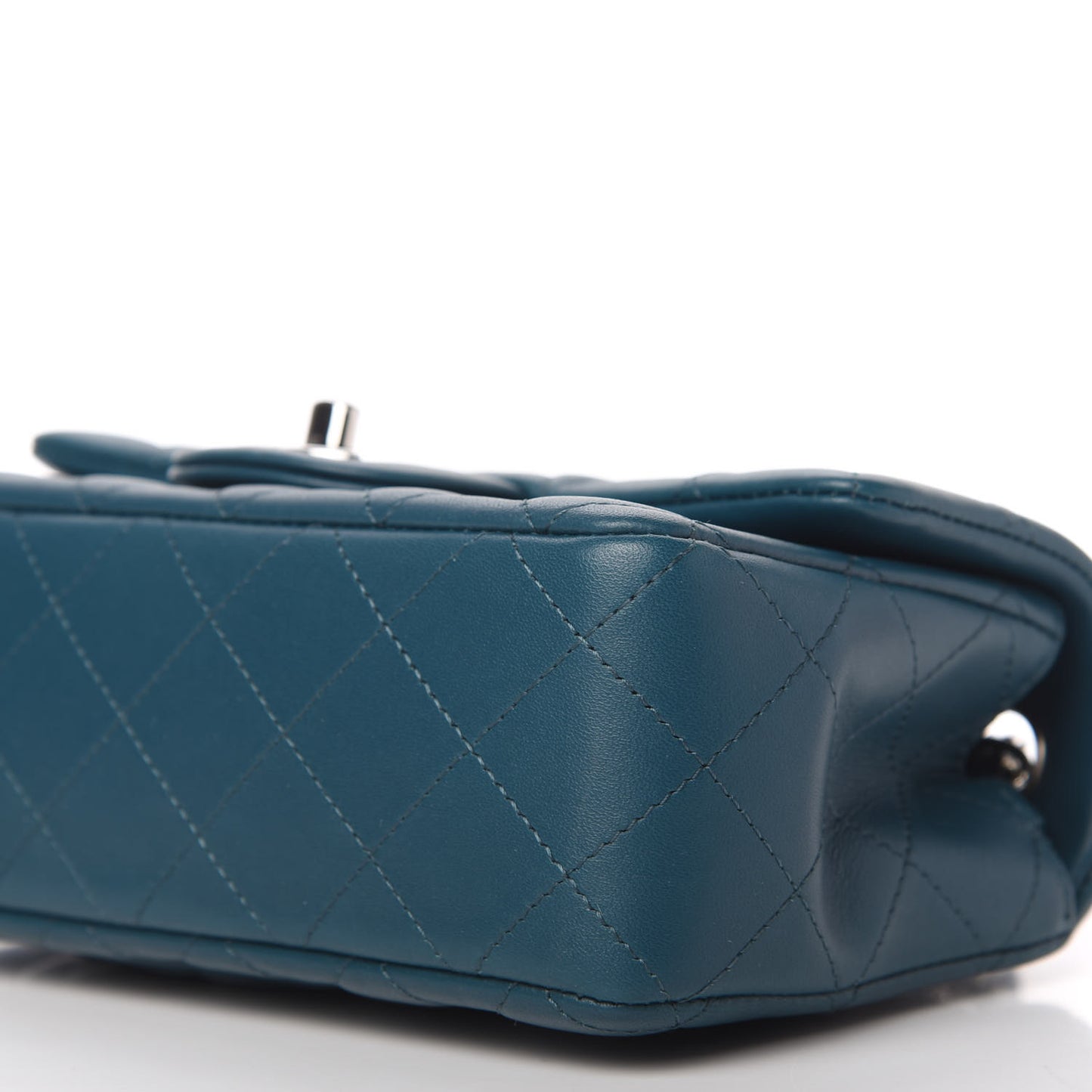 Lambskin Quilted Mini Rectangular Flap Dark Blue