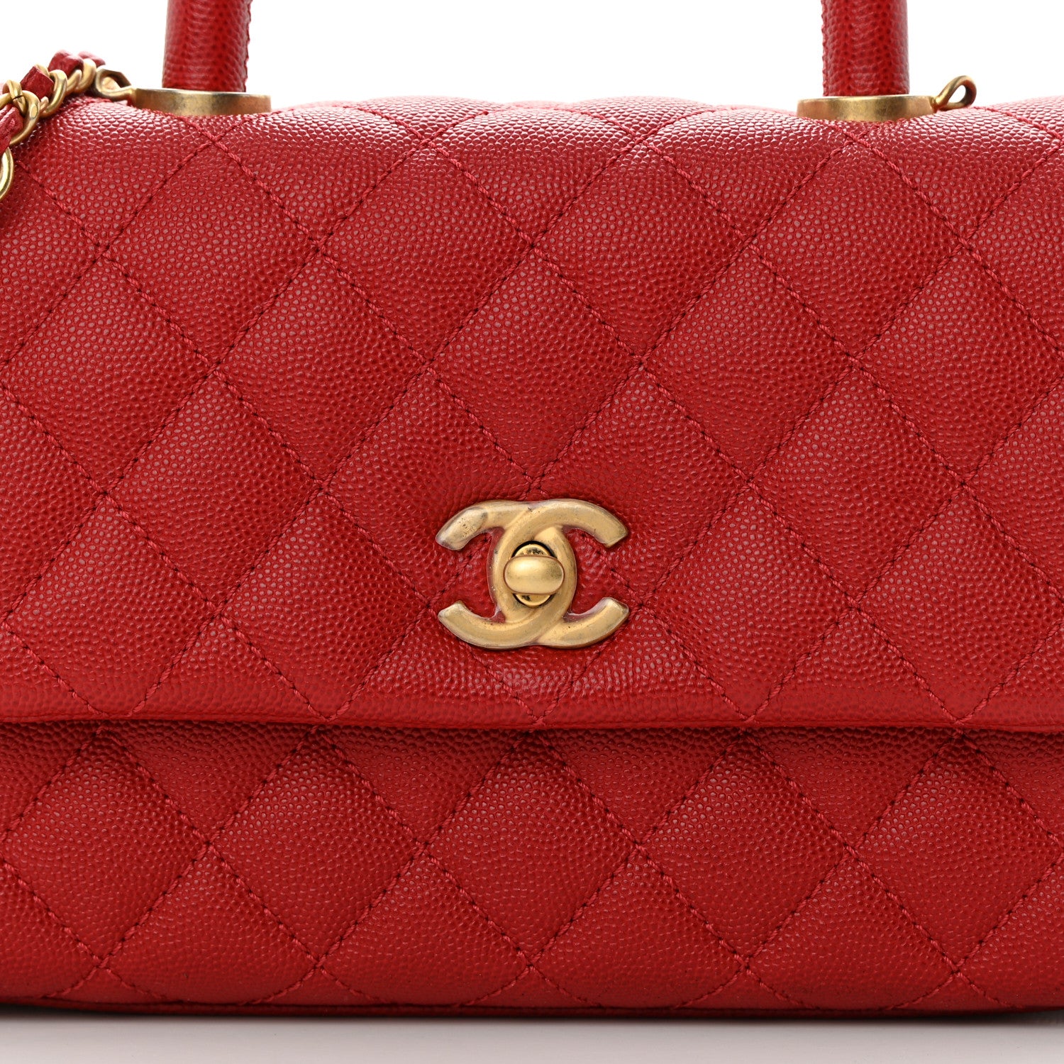 Chanel Caviar Quilted Mini Coco Handle Flap Red 8 of 12