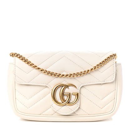 Gucci Calfskin Matelasse Super Mini GG Marmont Shoulder Bag White 1 of 8