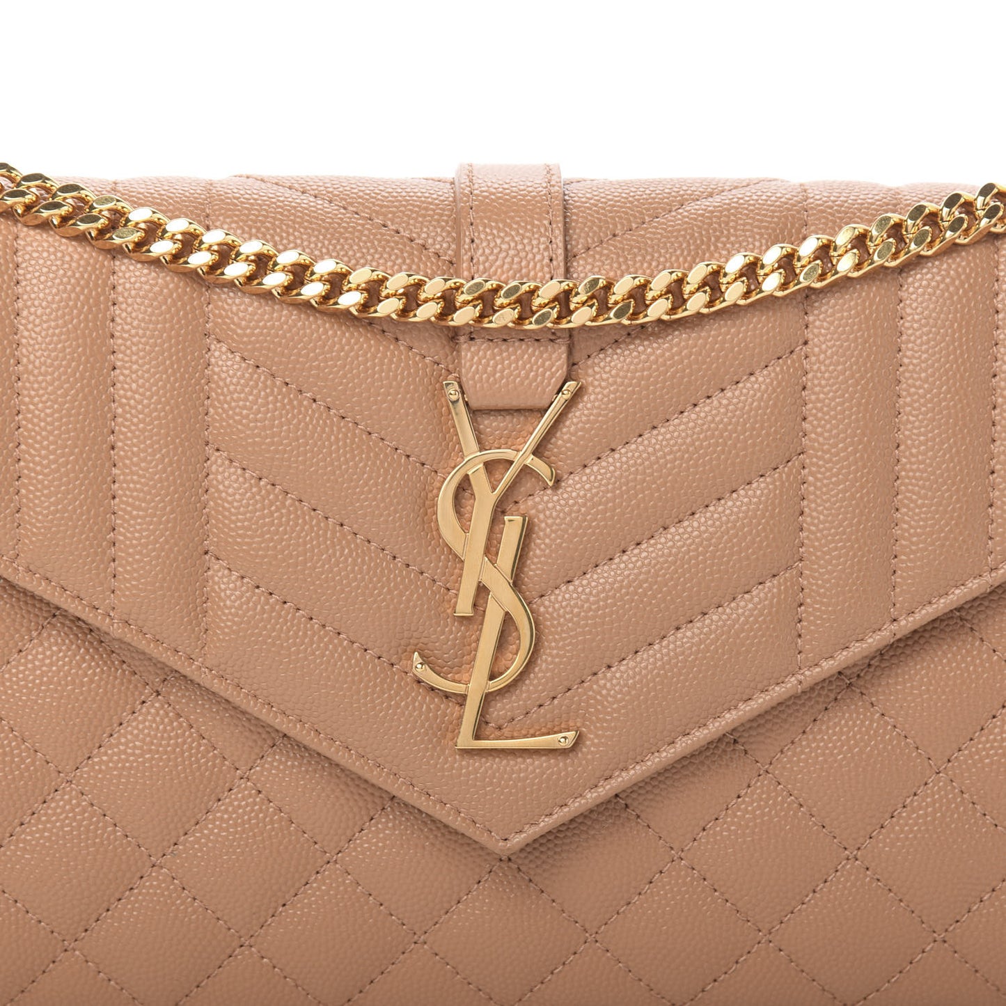 Grain De Poudre Mixed Matelasse Triquilt Monogram Chain Wallet Dune